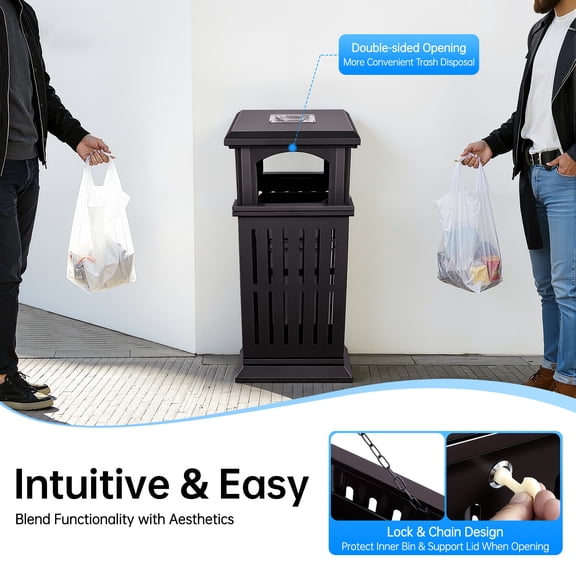 Outdoor Trash Can, Commercial Garbage Bin, Heavy Duty Industrial Yard Garage Waste Container