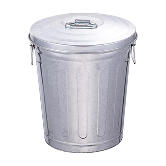 Outdoor Trash Can Garbage Bin Compost Pail Heavy Duty Iron with Two Handles for Patio Farm and Home Use