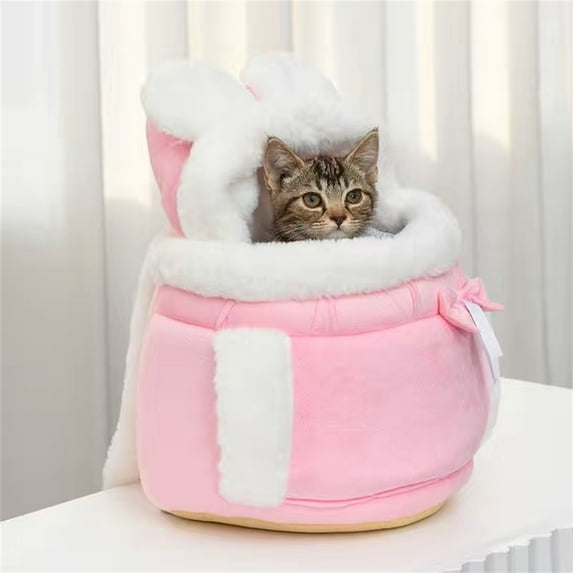 Outdoor Travel Chihuahua Puppy Dog Carrier Bacpack Winter Warm Pet Carrying Bags for Small Dogs Yorkshire Cat Nest mascotas Home (Pink,L-suit 3-5kg)