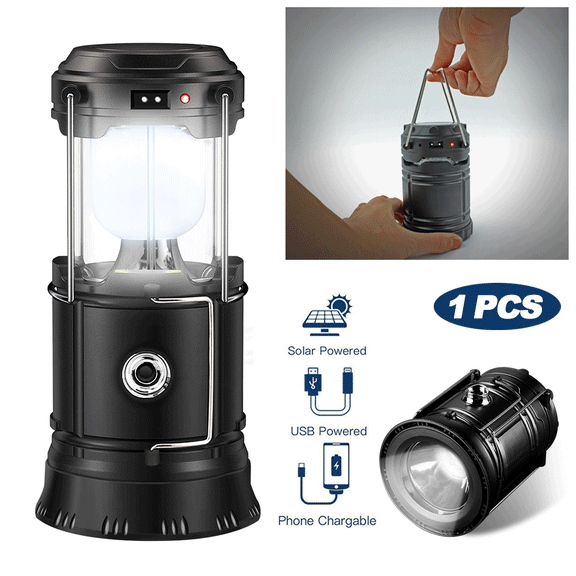 Outdoor Travel Essential Smart Portable Flashlight LED Camping Lantern Line Charging, Solar Charging,Night Lighting 1PCS