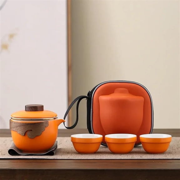 Outdoor Travel Tea Set Portable One Pot Three Cup Tea Pot Ceramic Set Tea Cup Kung Fu Tea Set