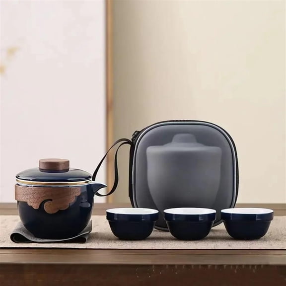Outdoor Travel Tea Set Portable One Pot Three Cup Tea Pot Ceramic Set Tea Cup Kung Fu Tea Set