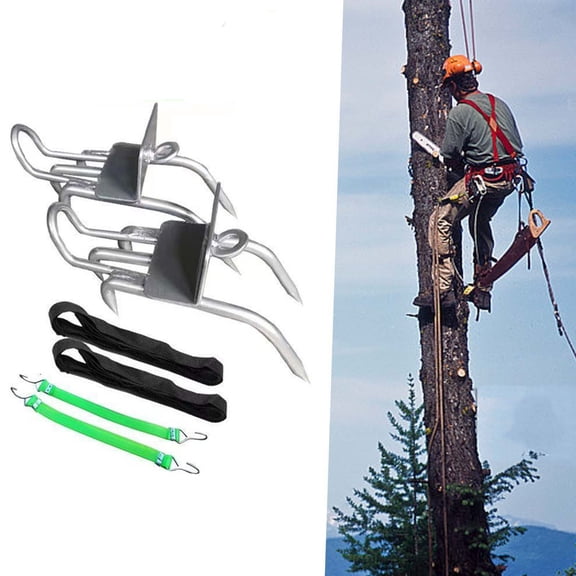 Outdoor Tree Climbing Anti Slip Cat Claw Shoe Set - 5 Claws Adjustable Cats Paw Boots with Safety Belt, Outdoor Pole Climbing Iron Spikes, Elastic Straps Non-Slip Grip for Arborist Hunting