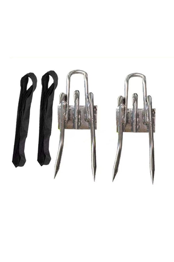 Outdoor Tree Climbing Claw Shoes, 5 Claw Non Slip Design with Adjustable Straps, Durable Iron Structure, Equipped with Safety Belt for Climbing Protection,Silver