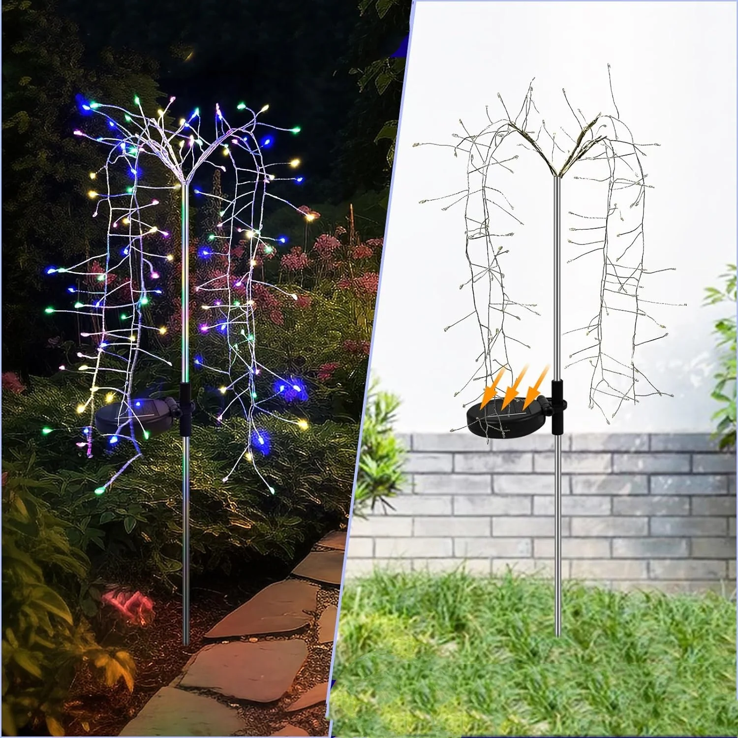 Outdoor Tree Solar Willow Tree  FT Artificial Plant for Garden Waterproof with Blink Modes for Patio Decor (Multicolor 1Pcs)