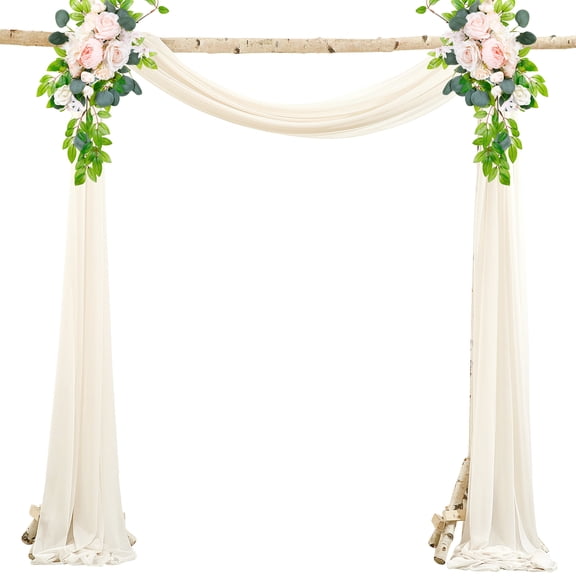 Outdoor Tulle Curtain Wedding Arch Hanging Drape Fabric Gauze Curtain Photo Photography For Wedding Decoration (2ft X 18ft)