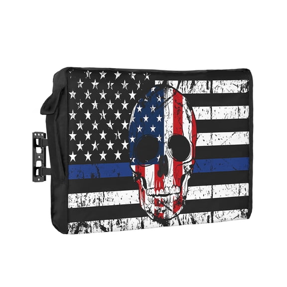 Outdoor Tv Cover 50 To 55 Inch, Independence Day Patriot American Flag Skull Waterproof And Weatherproof Tv Covers Tv Display Protectors For Outside Flat Screen Tv 40x25x4.5In