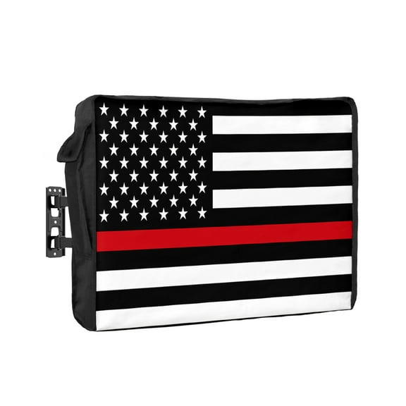 Outdoor Tv Cover 50 To 55 Inch, Red-line American Flag Honoring Firefighters Waterproof And Weatherproof Tv Covers Tv Display Protectors For Outside Flat Screen Tv 30x19x4.5In