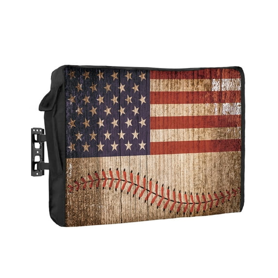 Outdoor Tv Cover 50 To 55 Inch, Rustic America Flag Baseball Design Waterproof And Weatherproof Tv Covers Tv Display Protectors For Outside Flat Screen Tv 58x37x4.5In