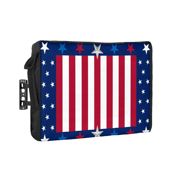 Outdoor Tv Cover 50 To 55 Inch, USA Flag 4th of July Stars Blue White Red Stripe Waterproof And Weatherproof Tv Covers Tv Display Protectors For Outside Flat Screen Tv 30x19x4.5In