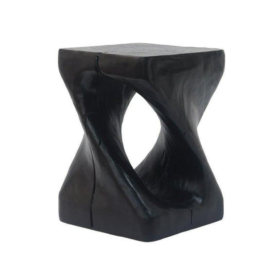 BOFANG Outdoor Twist Shape MGO Side Table Wood-like Texture,Black