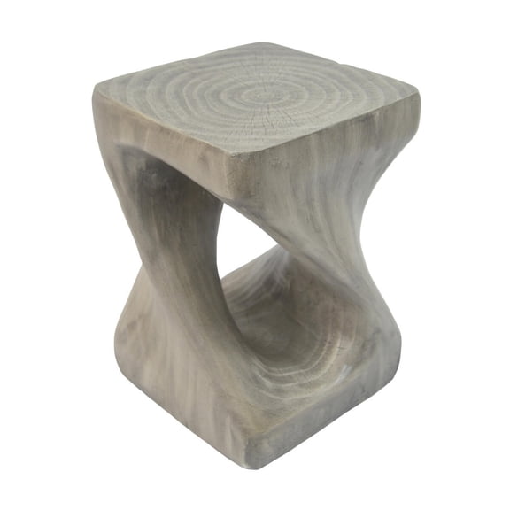 BOFANG Outdoor Wood-Like Texture Magnesium Oxide Twist End Table, Gray