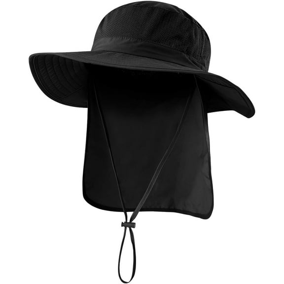 Outdoor UPF50  Mesh Sun Hat Wide Brim Fishing Hat with Neck Flap Sun Hat for Men Women