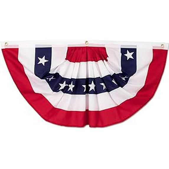 Outdoor USA Bunting Flags 1.5x3 FT American Pleated Fan Flags,4th of July Patriotic Bunting Flags,Outside Veteran's Day, Independence Day, Memorial Day Decorations Pleated Fan Flags Half Fan Banner