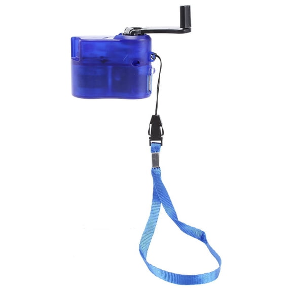 Outdoor USB Emergency Hand Crank Dynamo Charger, Blue Plastic, 5.5V 300-600mA