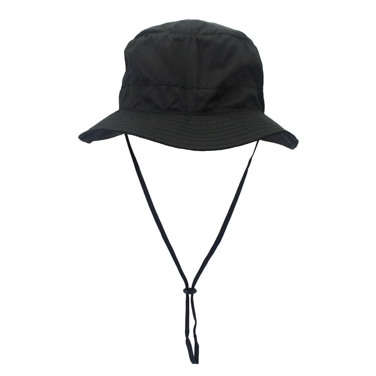 Outdoor Uv Protection Bucket Hat With Cord Summer Fisherman Hats With Wide  Brim Casual Sunhat For Men Women (black)kidsmale