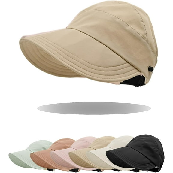Outdoor UV Protection Hollow Top Sun Hat, New Women's Large Brim UV Protection Empty Top Sun Hat Wide Hat