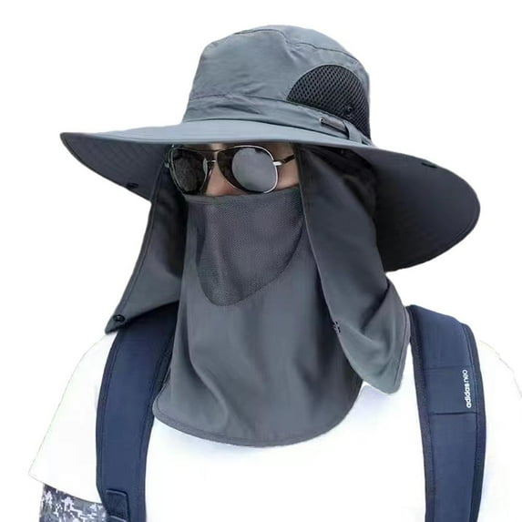 Outdoor UV Protection Sun Hat Neck Face Flap Wide Brim Hats Hiking Fishing N6K2