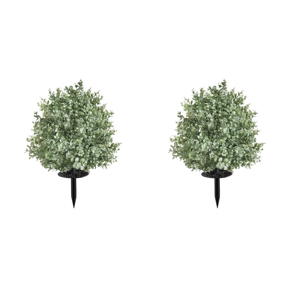 Outdoor UV Resistant Artificial Flowers Trees, Flower Bushes with Ground Spikes and Stakes for Garden, Porch, Yard, Fall Fern Flowers