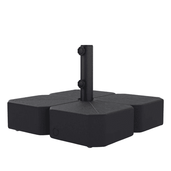 Outdoor Umbrella Base, 21.1" Patio Umbrella Stand with Wheels, Heavy Duty HDPE & Steel Base for 1.5"-1.89" Pole, Black Wood Grain Finish