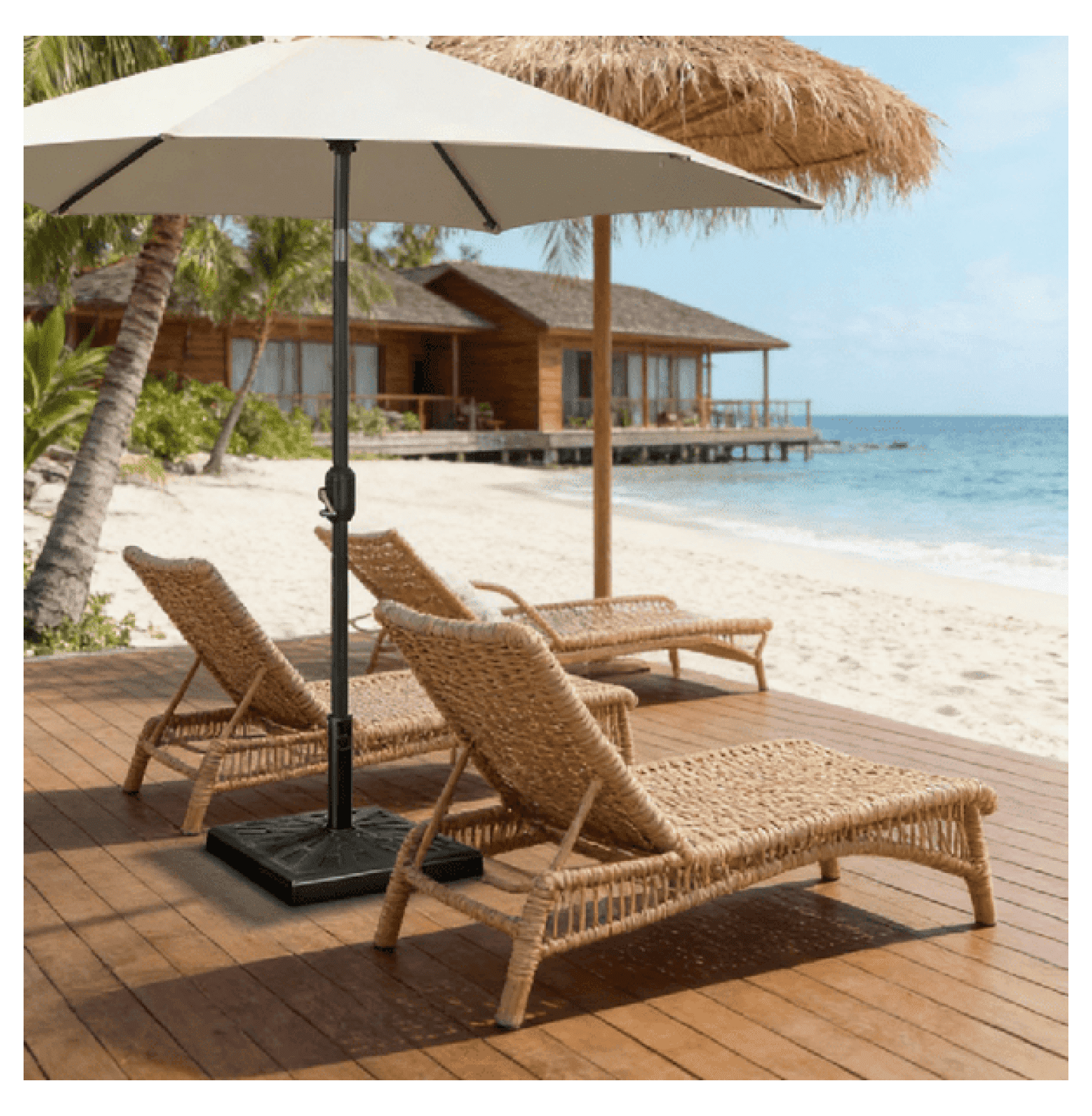Outdoor Umbrella Base - 42 lbs Patio Umbrella Stand - Weather Resistant Resin Iron - Fits 1.26", 1.5", 1.9" Poles - Garden, Deck, Poolside Use