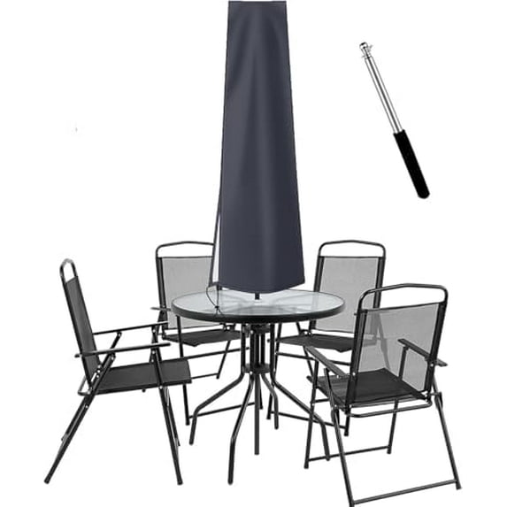 Outdoor Umbrella Cover - Small Patio Cover for 6 ft to 9 ft Table Umbrellas - Waterproof Windproof Anti-UV Garden Parasol Covers, Dark Grey
