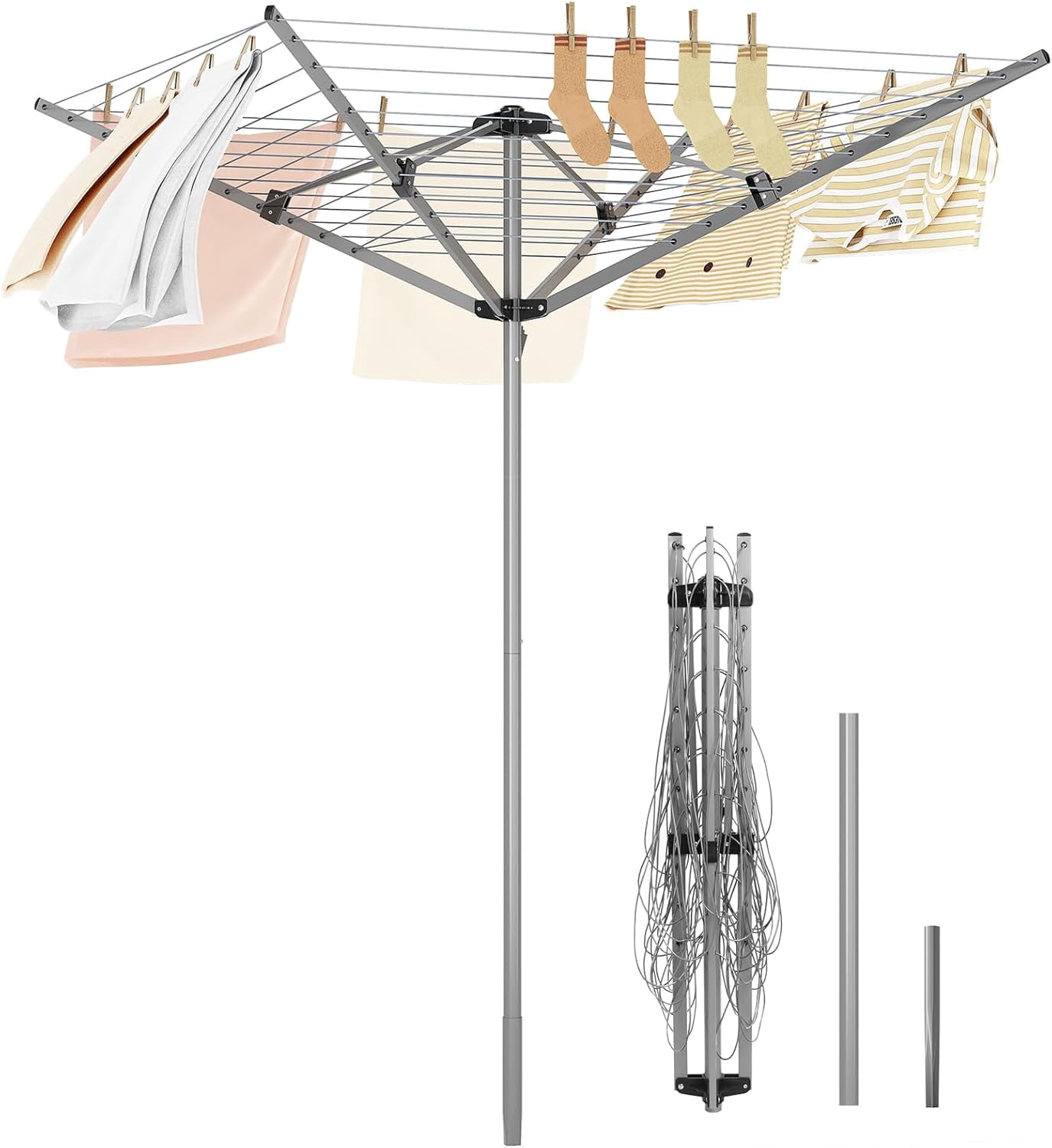 Outdoor Umbrella Drying Rack, 4-arm Umbrella Clothesline for Laundry ...