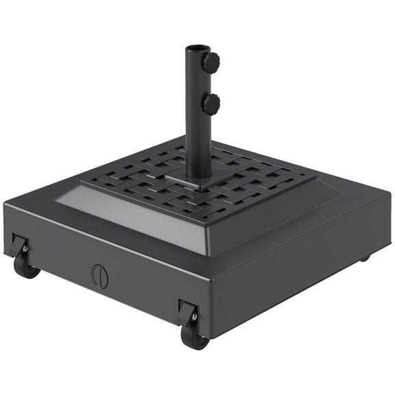 Outdoor Umbrella Stand Base with Wheels, Heavy Duty Patio Umbrella Base, Filled Up to 143lbs with Stand or 112lbs with Water, Patio Umbrella Holder for Garden, Poolside, Black