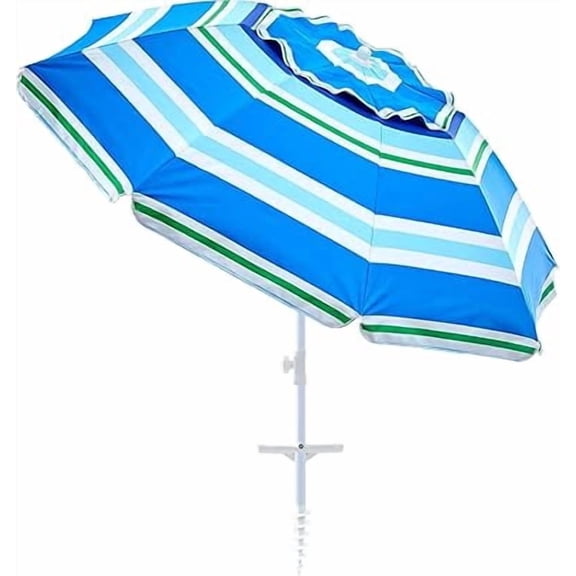 6.5ft Outdoor Beach Umbrella, Waterproof Windproof Portable Sun Umbrella with Sand Anchor, Manual Open Close Design, Large Canopy for Beach Camping Picnic Outdoor Activities