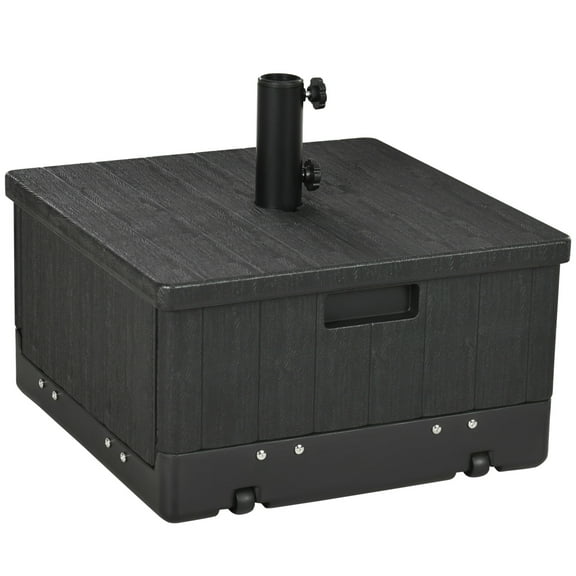 Outdoor Umbrellas, 3-in-1 Outdoor Umbrella Base, Coffee End Table, Flower Box Planter, 175lbs Capacity Patio Umbrella Stand Table with Wheels and Handles, Black, Black Patio Umbrellas