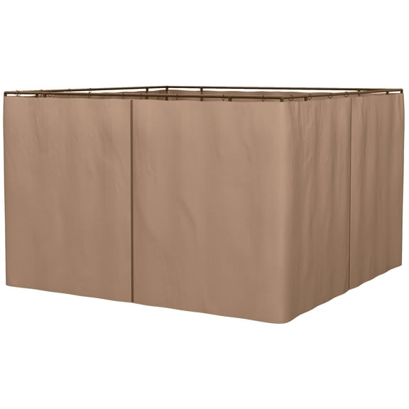Outdoor Umbrellas Outsunny 10' x 10' Universal Gazebo Sidewall Set with Panels, Hooks and C-Rings Included for Pergolas and Cabanas, Brown,Patio Shades