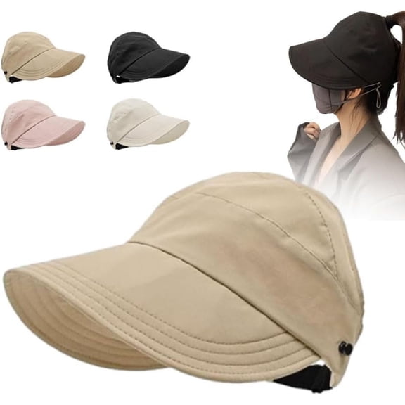 Outdoor Uv Protection Hollow Top Sun Hat, Wide Brim Adjustable Sun Visors for Women, Summer Sun Protection Beach Hats