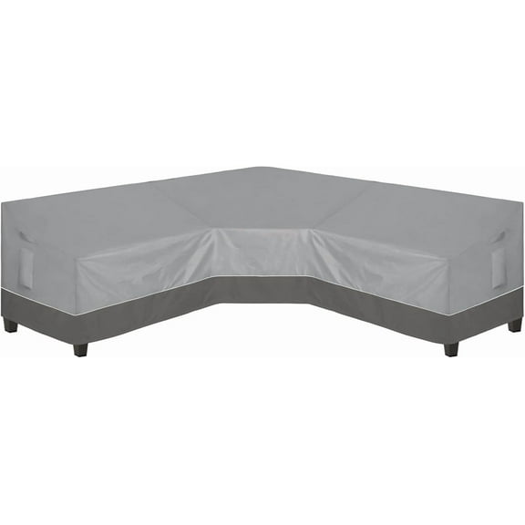 Outdoor V-Shaped Sectional Sofa Cover 118"X118" UV Resistant Patio Sectional Couch Cover Waterproof Lawn Patio Furniture Cover, Gray/Dark Gray