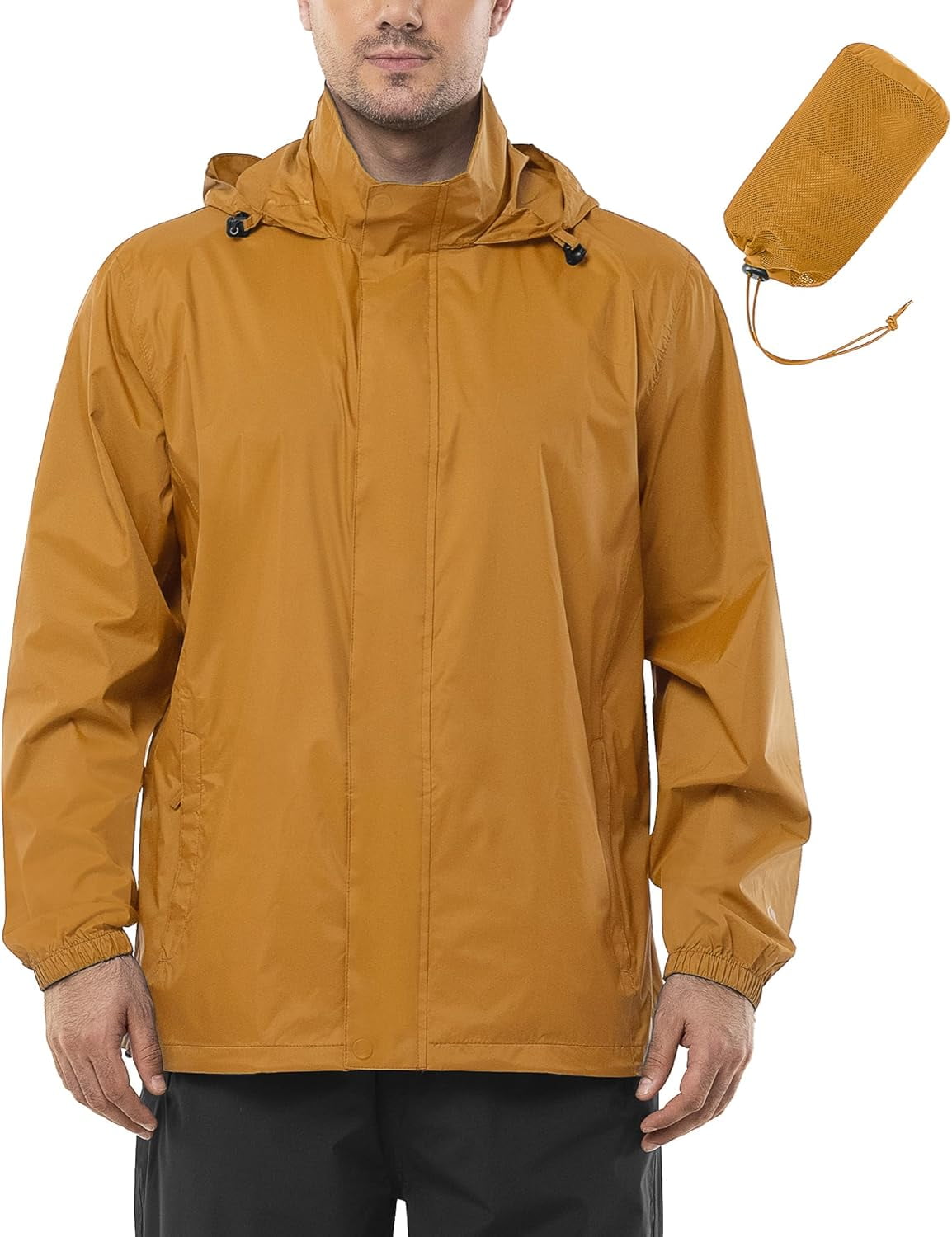 Outdoor Ventures Men's Rain Jacket Waterproof Lightweight Packable Rain