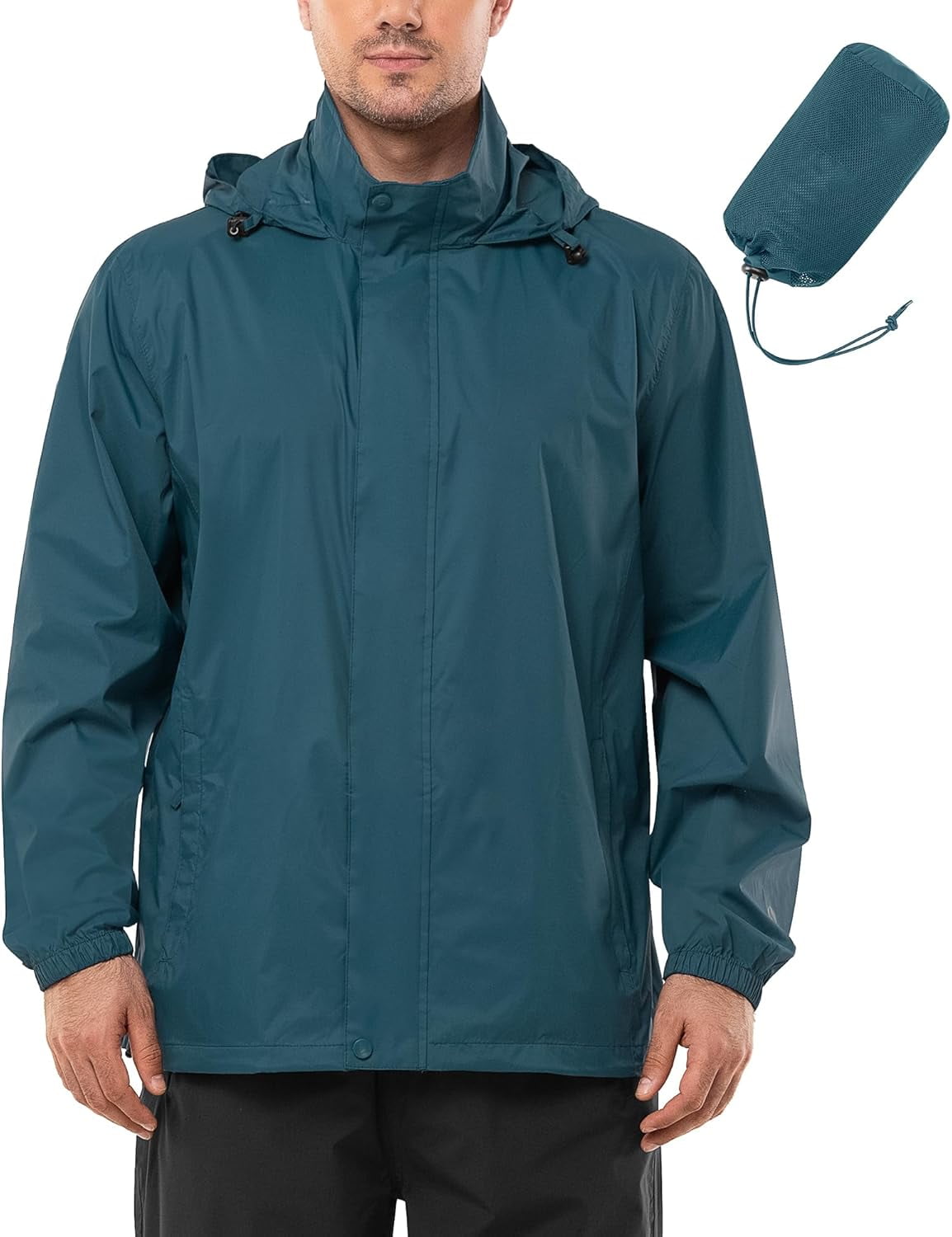 Outdoor Ventures Men's Rain Jacket Waterproof Lightweight Packable Rain