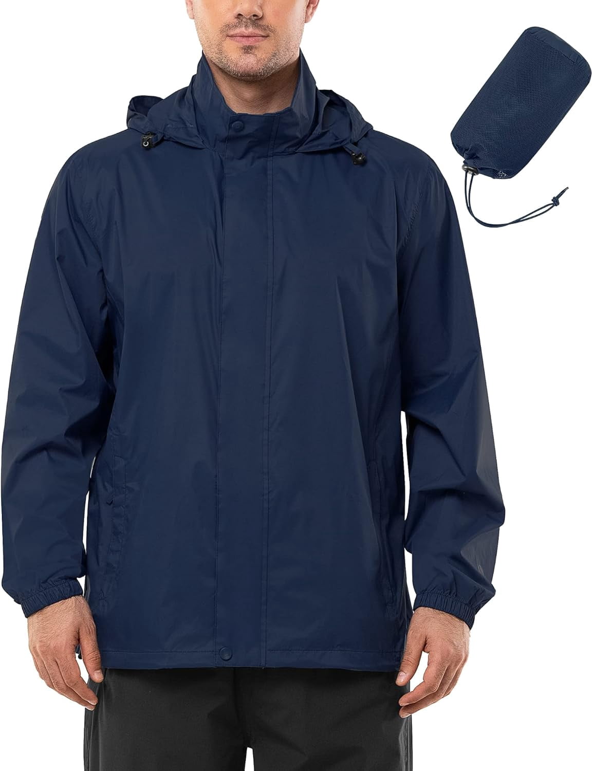 Waterproof Outdoor Mens Rain Coat with Hood and Pockets