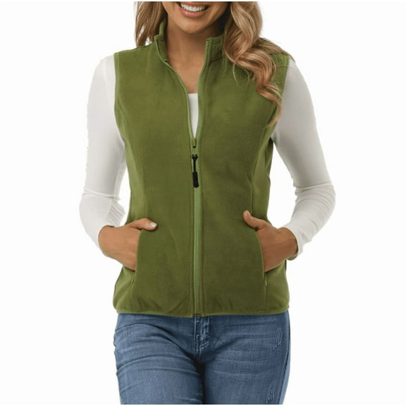 Outdoor Ventures Women's Polar Fleece Zip Vest Outerwear with Pockets,Warm Sleeveless Coat Vest 