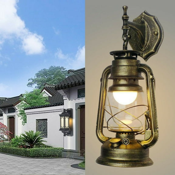 Outdoor Vintage Antique Rustic Lantern Lamp Retro Wall Sconce Light Fixture E27 (Bulb Not Included)