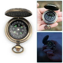 Outdoor Vintage Compass, EEEkit Brass Pocket Watch Compass Clamshell with Metal Ring for Hiking Camping Hunting