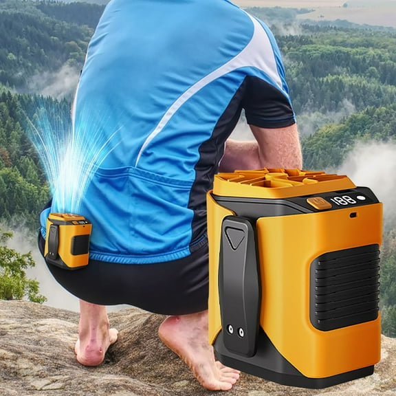 Outdoor Waist Clip Fan with 130° Wide Angle and Built-in Flashlight, 4000mAh USB Rechargeable Portable Air Conditioner for High-Temperature Construction Sites and Field Work