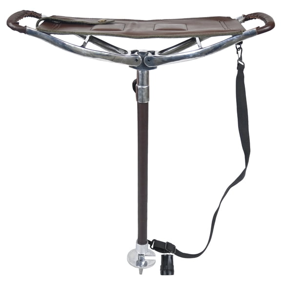 Gentry Choice Venator Leather Adjustable Walking Cane with Portable Shooting Seat, Coffee Brown