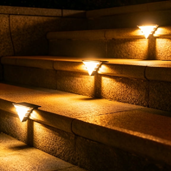 Outdoor Walkway Lights, Outdoor Waterproof LED Step Lights, Solar Powered, No Wiring Needed, Triangle Hanging Design, Bright & Durable, Ideal for Yard, Stairs, Fence & Exterior Home Decor