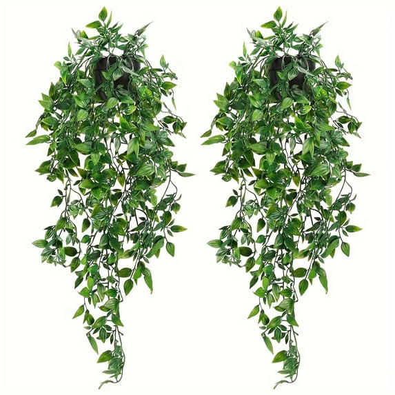 Outdoor Wall Decor, Patio Decor, 2pcs 25.6in artificial hanging plants, Artificial Potted Plants for Indoor Outdoor Aesthetic Office Living Room Shelf Decor, Outdoor Wall Decor for Patio