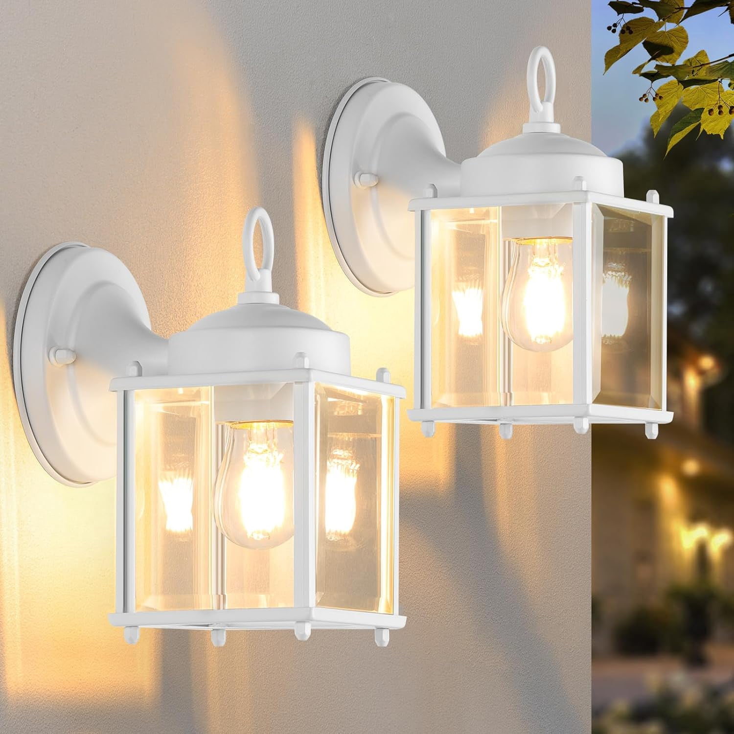 Outdoor Wall Lantern, Exterior White Waterproof Wall Sconce Lighting ...