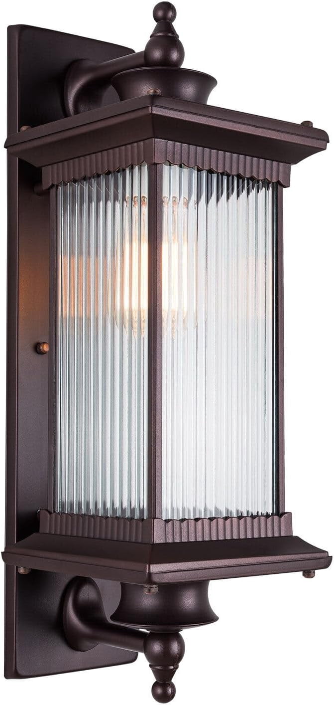 Outdoor Wall Lantern with Seeded Glass Shade Large Exterior Porch Light ...