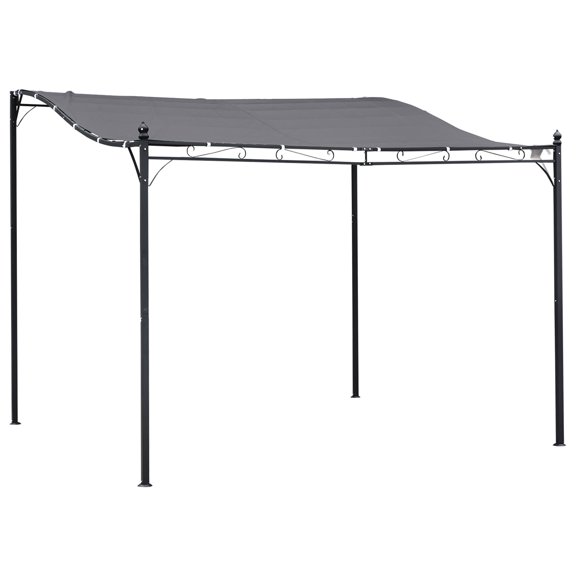 Outdoor Wall Light, 10' x 10' Steel Outdoor Pergola Gazebo, Patio Canopy with Weather-Resistant Fabric and Drainage Holes for Backyard Pool Deck Garden, Gray, Gray Outdoor Lighting