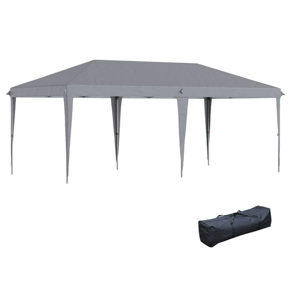 Outdoor Wall Light, 10' x 20' Pop Up Canopy Tent, Heavy Duty Tents for Parties, Outdoor Instant Gazebo Sun Shade Shelter with Carry Bag, for Catering, Events, Wedding, Backyard BBQ, Gray
