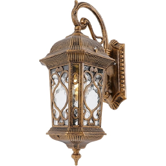 Outdoor Wall Light, 20.86''H Retro Exterior Wall Sconce Waterproof Sconce Porch Lights with Glass Lampshade, E26 Base for Porch, Patio, Garden, Entryway, Indoor & Outdoor Use (Bronze)