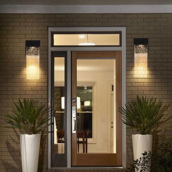 Outdoor Wall Light Fixture, LED Wall Sconce with Bubble Crystal and Light Sensor