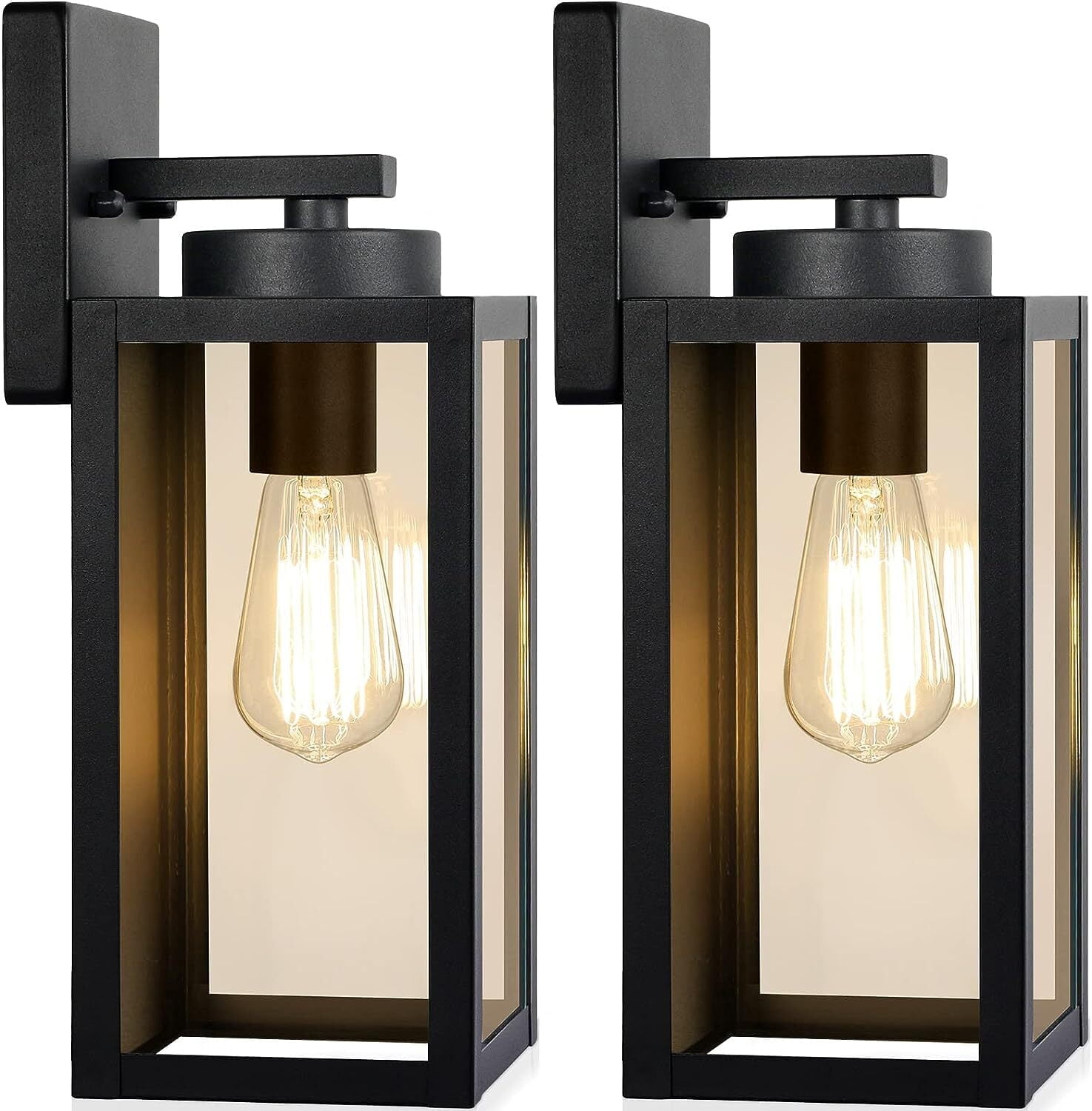 Outdoor Wall Light Fixtures Niyattn Waterproof Lanterns Porch Entryway Matte Black Wall Mounted Sconces E26 Sockets Glass Shades 2 Pack: What We Checked First
